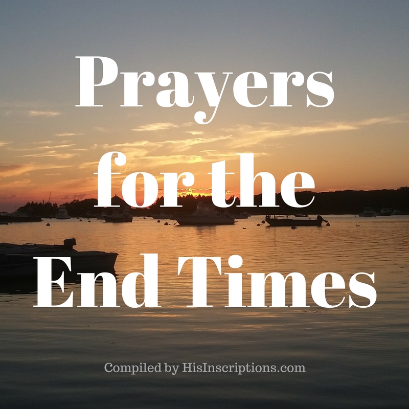 Slideshare presentation: Prayers for the End Times, by Deborah Perkins of HisInscriptions.com. Pray through these Bible Verses from 2 Thessalonians and Matthew 24 daily to overcome fears or anxieties about the future!