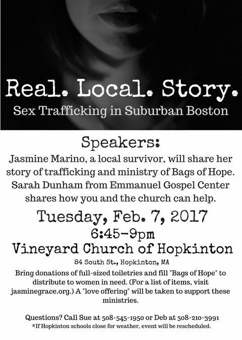 Real. Local. Story. Sex Trafficking in Suburban Boston. Blog post by Deborah Perkins of HisInscriptions.com